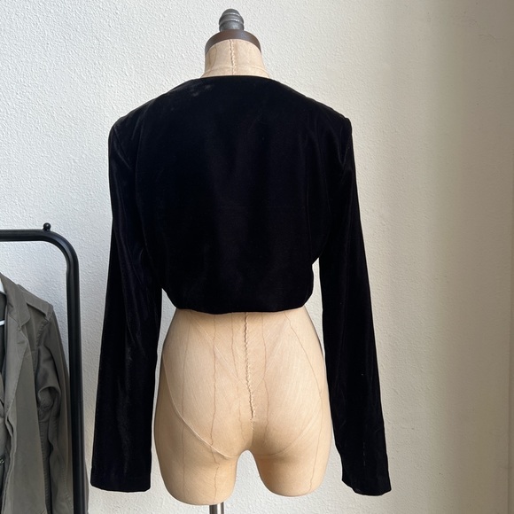 JESSICA McCLINTOCK 80'S Vintage Velvet Crop Jacket - Picture 3 of 6